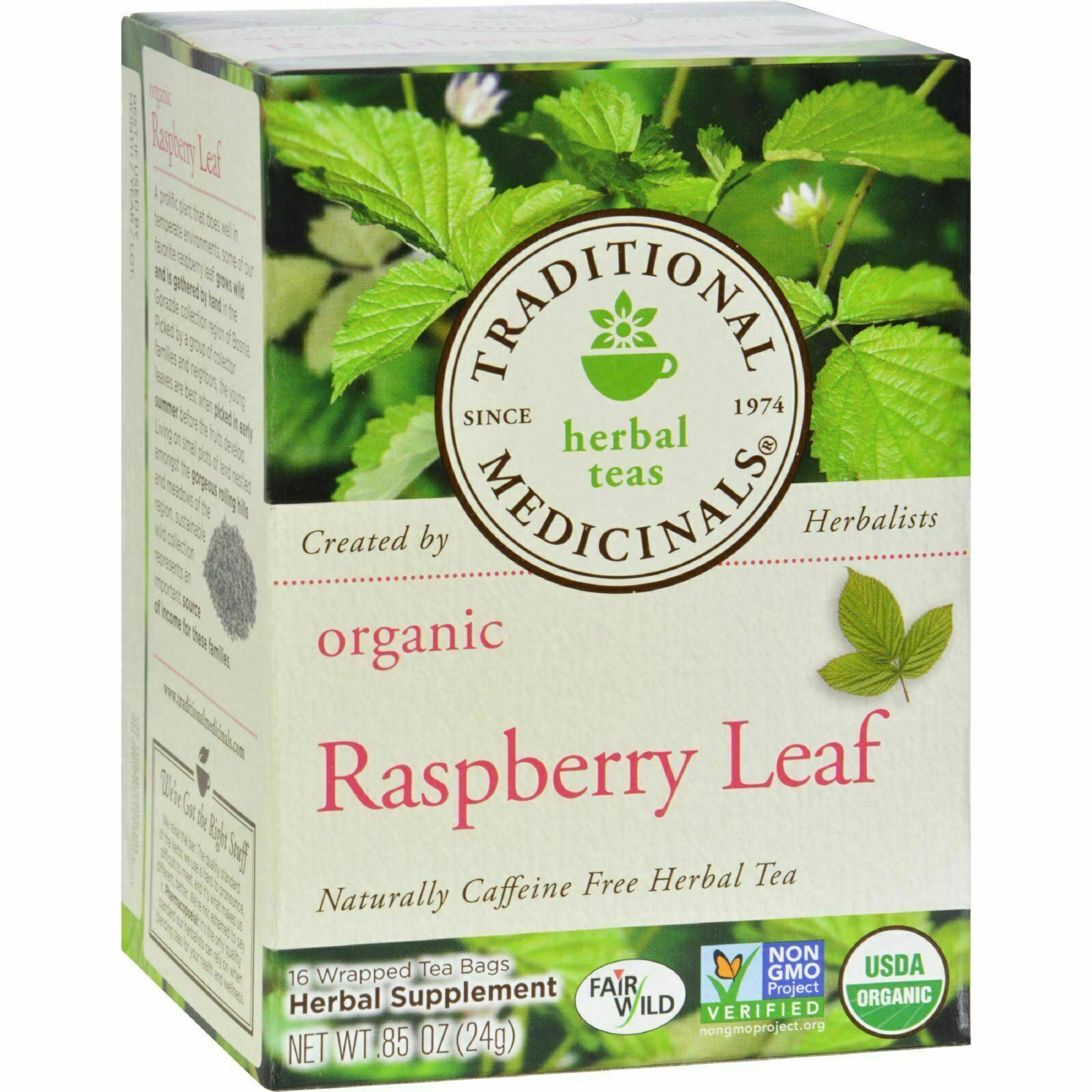 64-bag Traditional Medicinals- Organic Raspberry Leaf Herbal Tea- Caffeine Free  Traditional Medicinals Does Not Apply