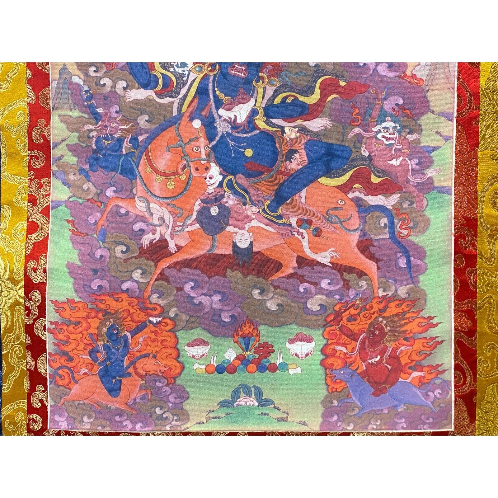 Tibetan Print Fabric Trim Protector Deity Art Wall Scroll Thangka ws2167 Без бренда - фотография #4