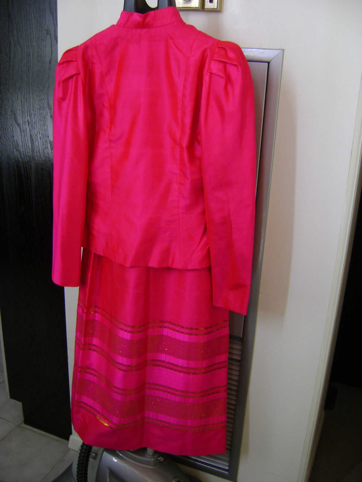Vintage 80s 3-Piece Thai Silk Dress / Sarong Skirt Top-Jacket Set - Size S  Unbranded - фотография #5