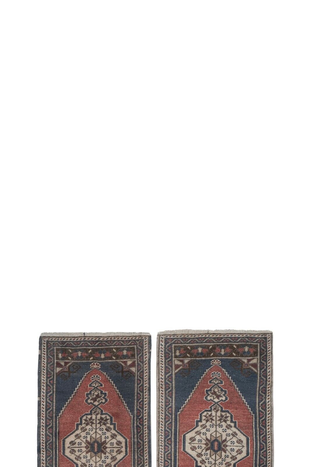 Red Turkish Vintage Handmade Geometric Anatolian Rug - Set of Two  Handmade - фотография #4