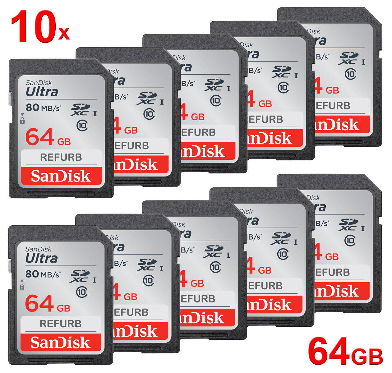 LOT 10x SanDisk Ultra SDXC 64GB Class 10 - SD 64 GB memory card 64G G 10 x SanDisk SDSDUP-064G-A46
