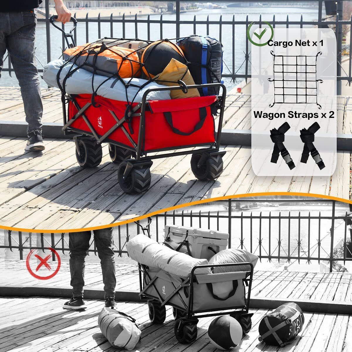 Heavy Duty Collapsible Outdoor Utility Wagon Folding Portable Hand Cart Sport  IFAST - фотография #10