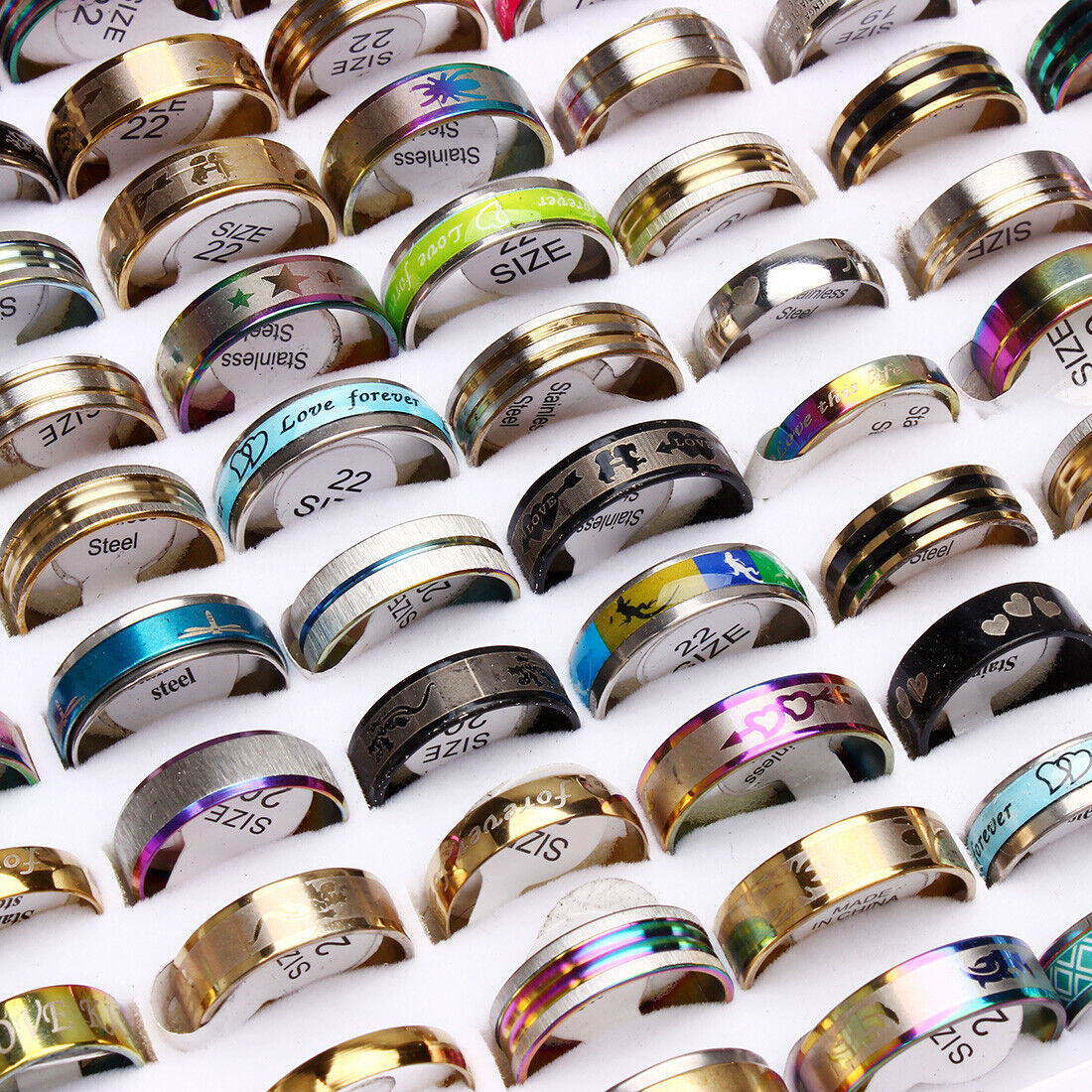 New 200pcs Stainless Steel rings Wholesale Men Women Fashion Jewelry 17-22 Unbranded - фотография #2