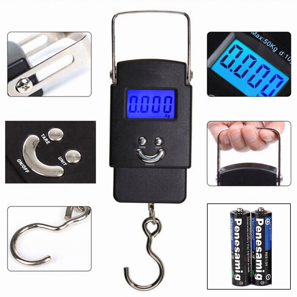 Portable FISH Scale Travel LCD Digital Hanging Luggage Electronic 110lb / 50kg Unbranded - фотография #14