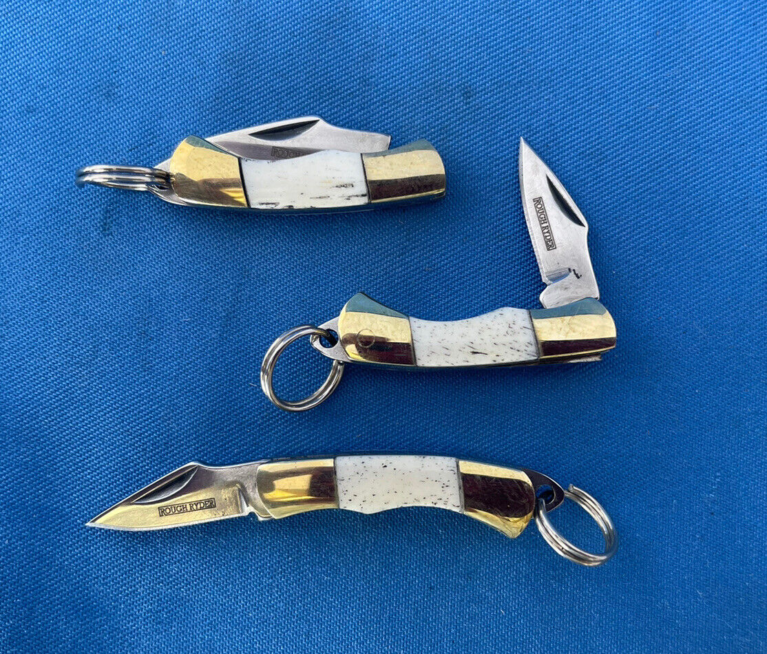 Rough Ryder Miniature Knife White Smooth Bone Stainless RR164 *** Lot of Three Rough Ryder RR164