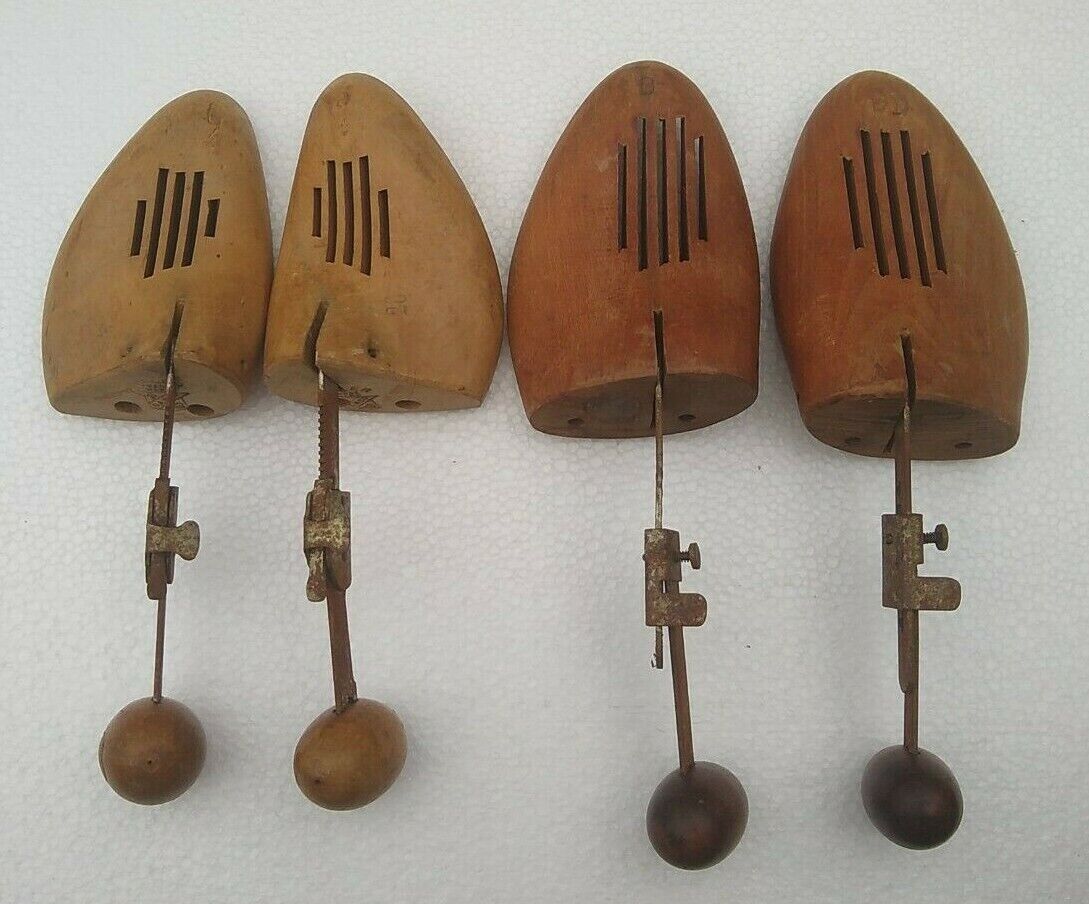 Pair Vintage Wood Shoe Tree Form Stretchers Lot of 2 Miller / Unknown