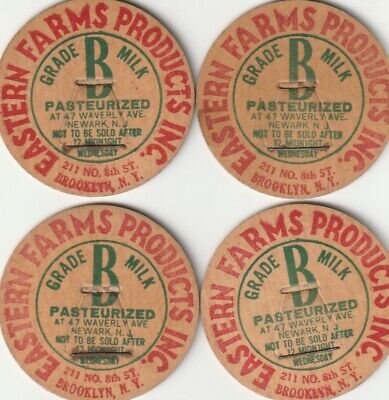 LOT OF 4 MILK BOTTLE CAPS. EASTERN FARMS PRODUCTS INC. BROOKLYN, NY. DAIRY Без бренда
