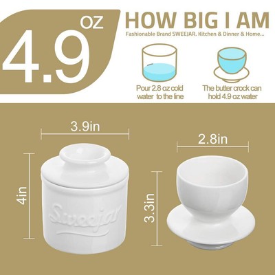 Porcelain Butter Crock Keeper, French Butter Dish Keeps the Butter Branded - фотография #5