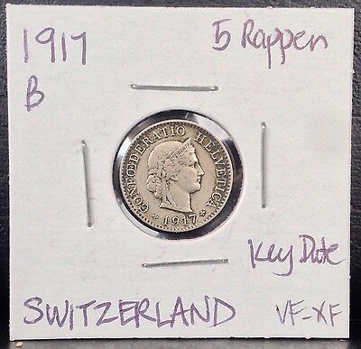 Lot of 2: 1917B 5 rappen & 1939B 20 rappen SWITZERLAND copper-nickel coins Без бренда - фотография #3