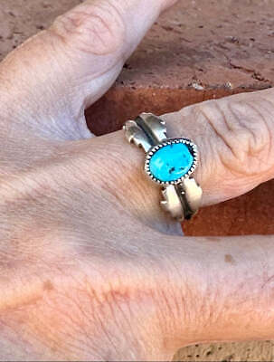 Beautiful Navajo Jagged Sterling Silver Kingman Turquoise Mesa Ring Без бренда Rings  Ring  Turquoise  29caf959-c9