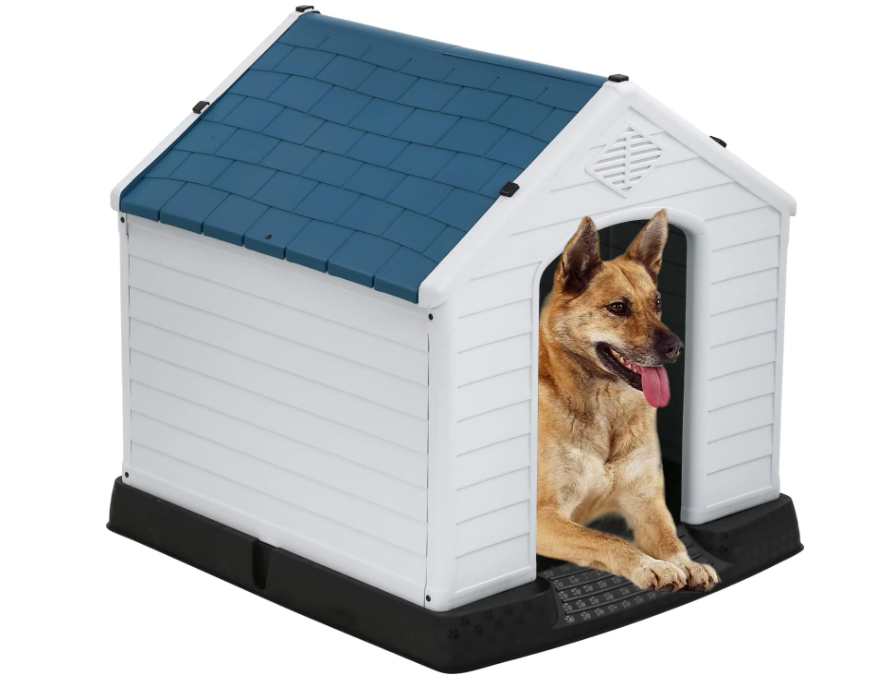 Large Plastic Dog House Outdoor Indoor Doghouse Puppy ShelterSturdy Dog Kennel TAUS