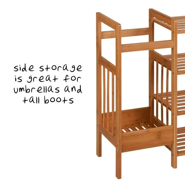 4-Tier Bamboo 8-Pair Entryway Shoe and Accessory Organizer Rack, Natural Без бренда - фотография #4