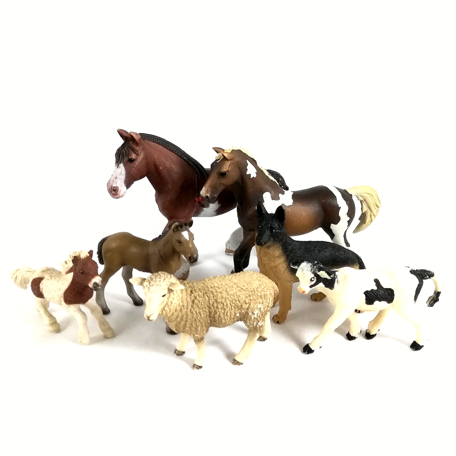 Safari Ltd Schleich Animals Figures Farm Horses Ponies Calf Sheep Dog (7 Pcs) Schleich & Safari Ltd