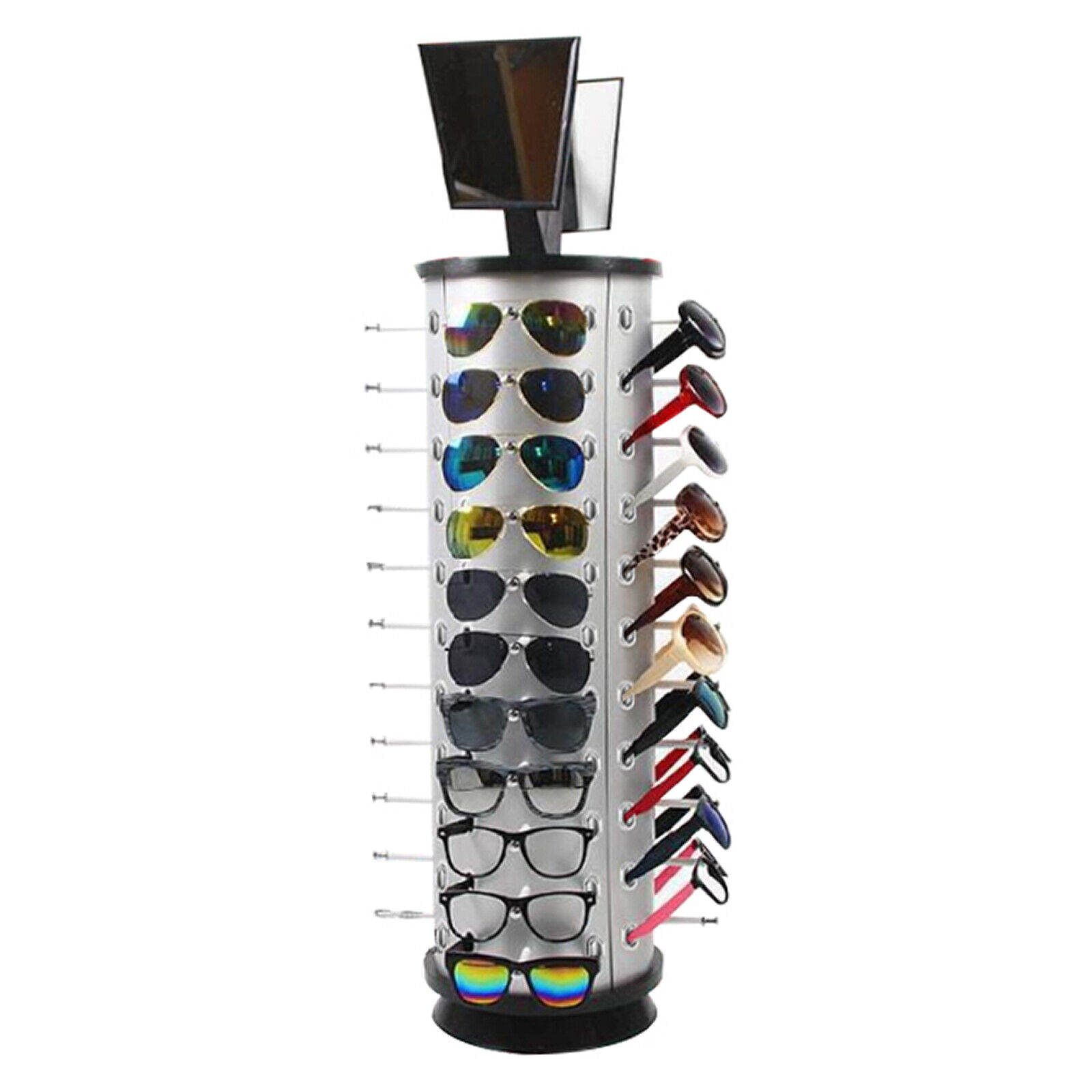 44 Pair Sunglasses Display 360° Rotating Rack Glasses Holder Stand  w/ Mirror Unbranded Does Not Apply - фотография #4