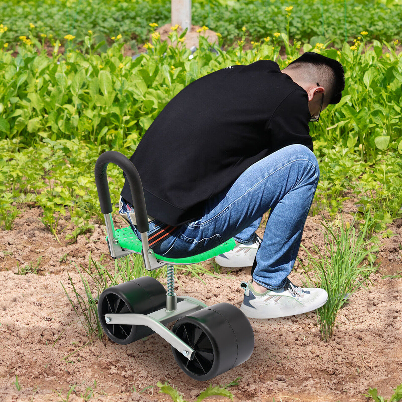 Height Adj. 360° Rotates Gardening Seats w/2 Rolling Wheels Stool Kneeling Pad  Unbranded does not apply - фотография #18