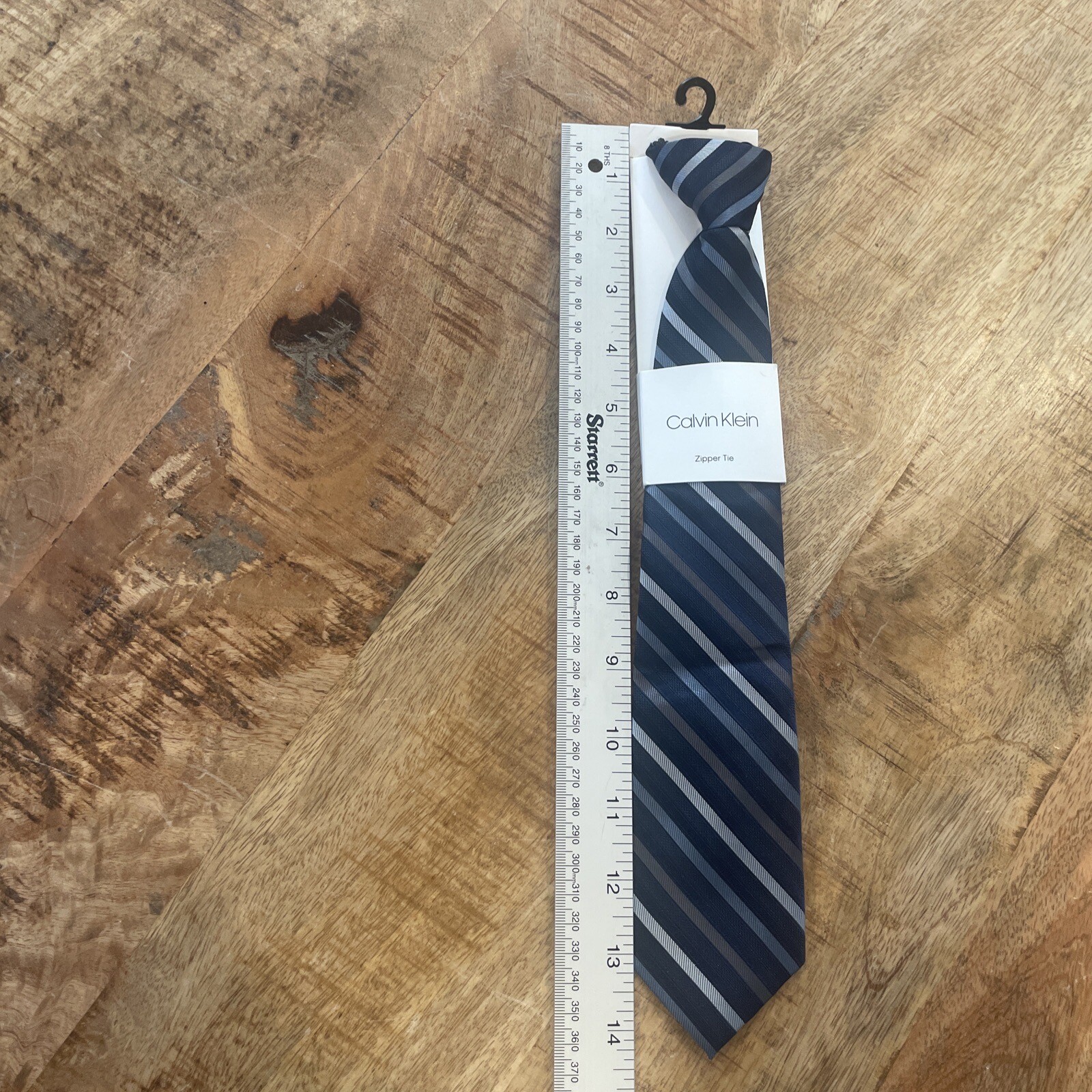 Calvin Klein  Zipper Tie Boys Adjustable Zip Necktie Navy Blue Striped Youth NWT Calvin Klein - фотография #7