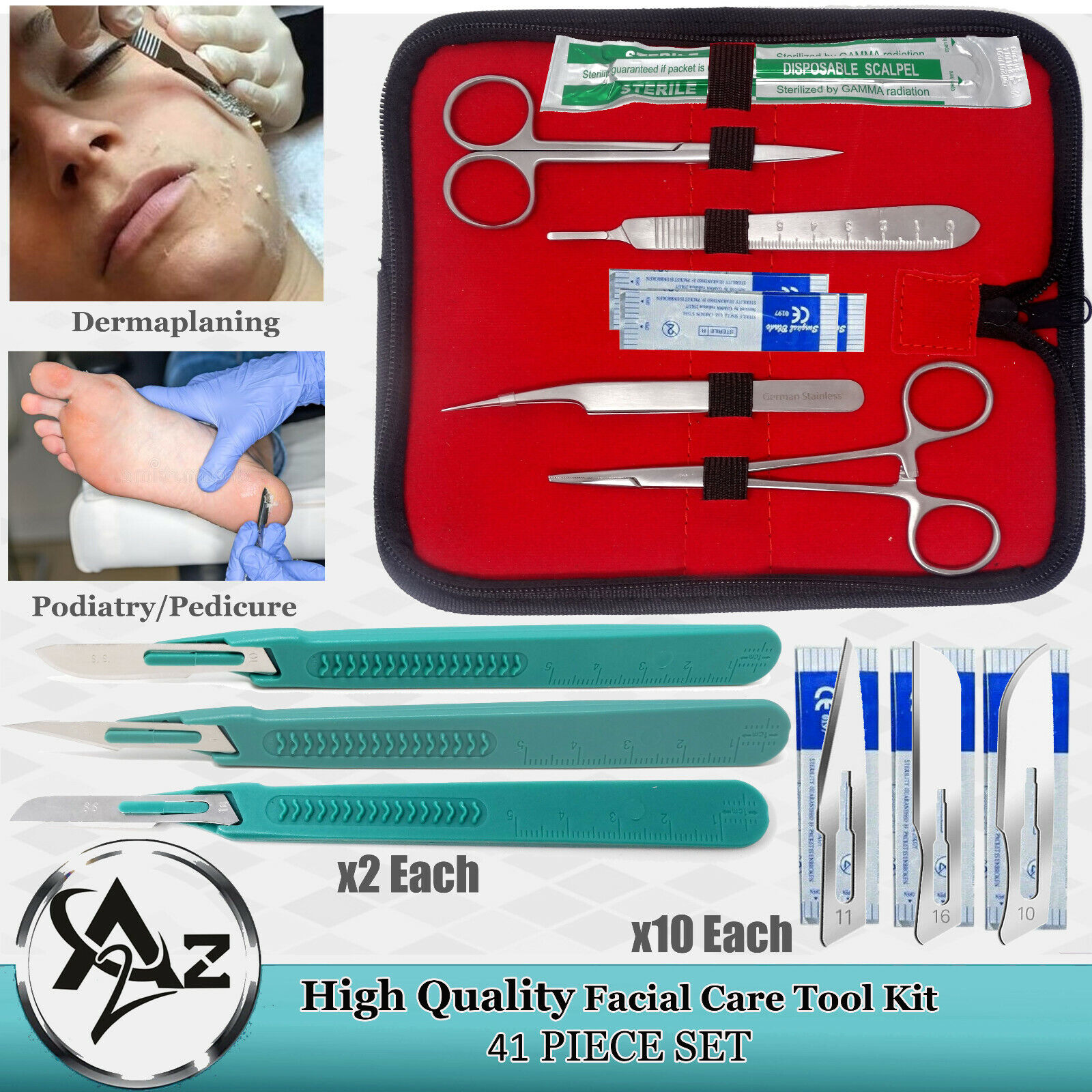 Latest Dermaplaning Dead Skin Removing Kit- Disposable Scalpel+Blades #16,10,11  A2Z SCILAB Does Not Apply