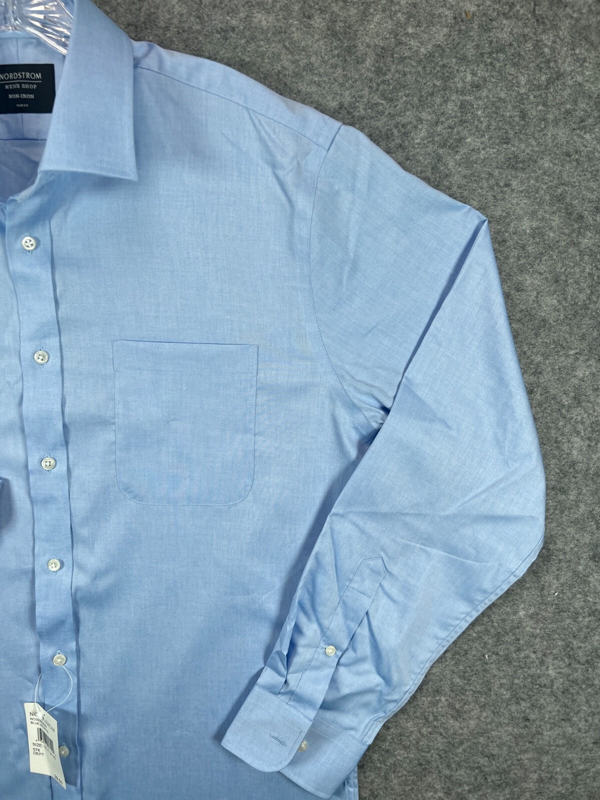 NWT Nordstrom Mens Shop Dress Shirt 16 34-35 Blue Trim Fit Non Iron Button A13 Nordstrom - фотография #4