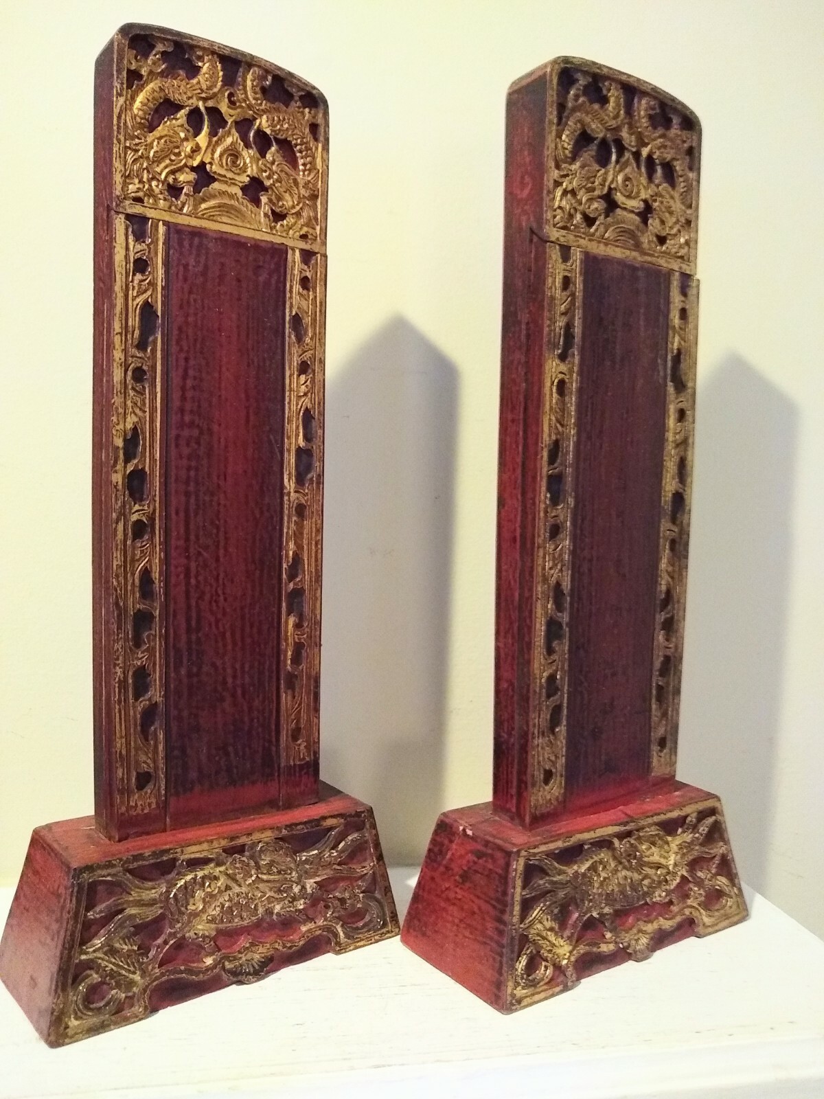 Pair of Antique Wooden Ancestral Tablets - CHINA - Qing Dynasty Без бренда - фотография #2