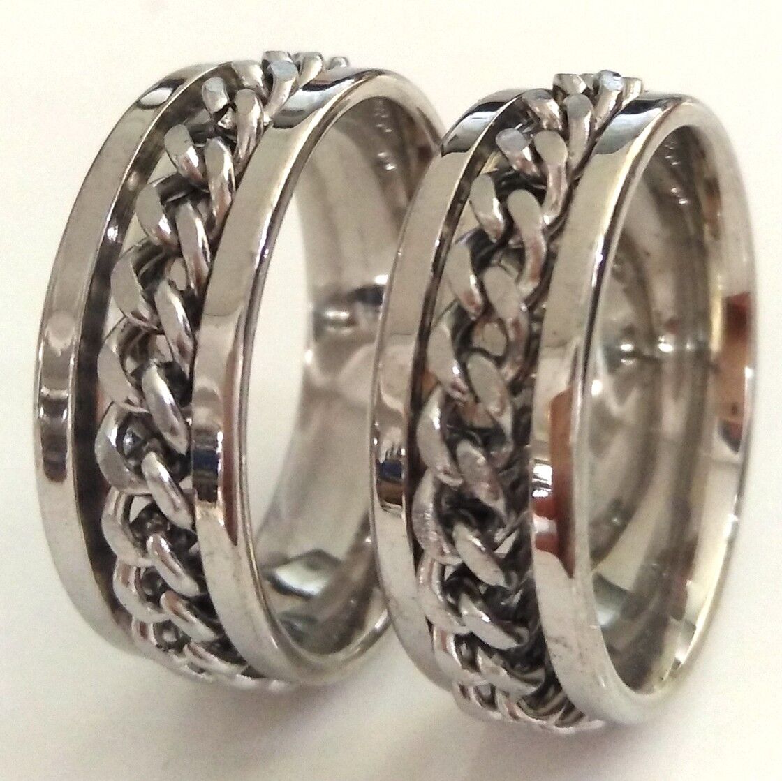 Wholesale 50 Silver SPINNER Chain Men's Cool Punk Hot 316L Stainless Steel Ring Unbranded