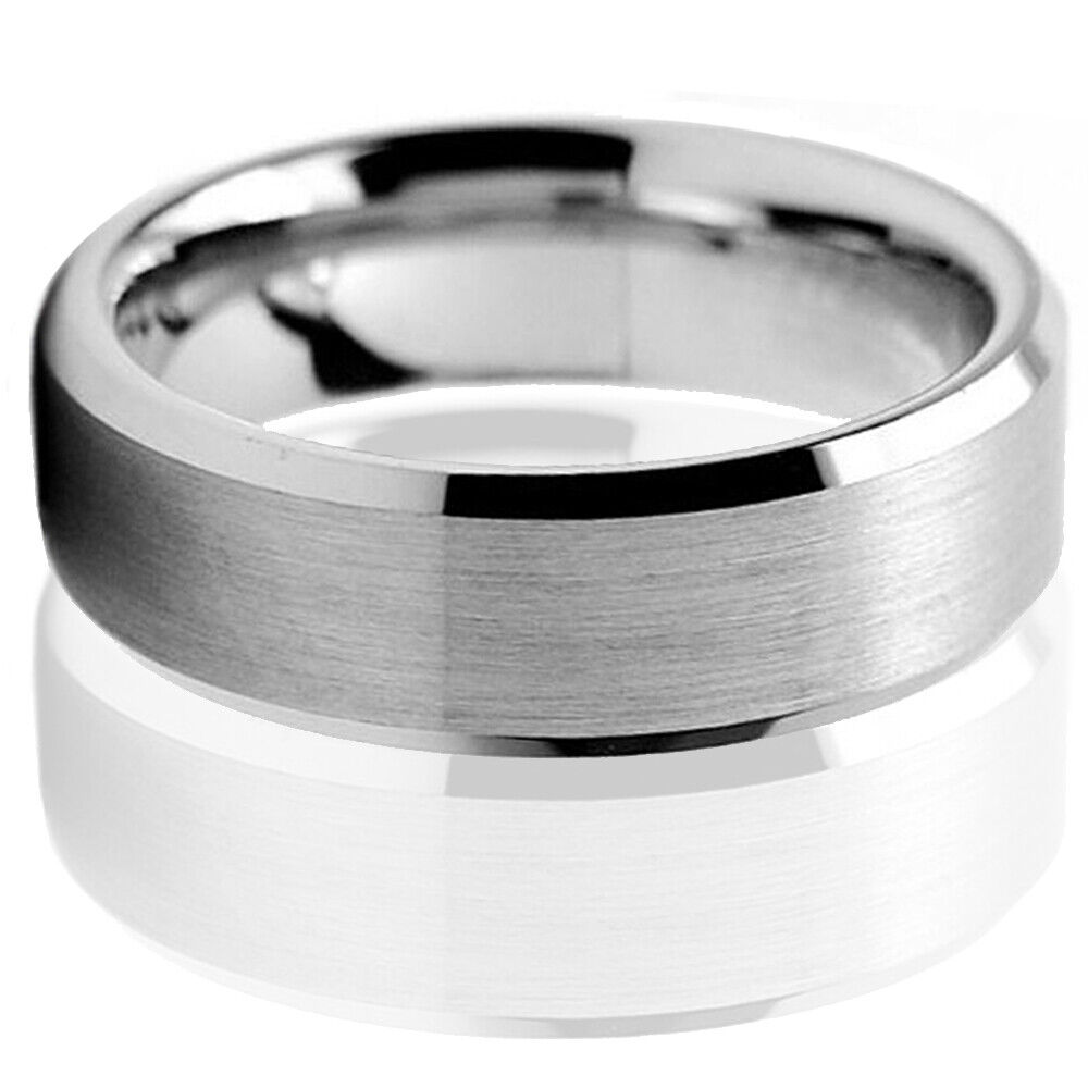 🔥 Tungsten Carbide Wedding Band Ring Brushed Silver Mens Jewelry Size 6-15 Meravi - фотография #2