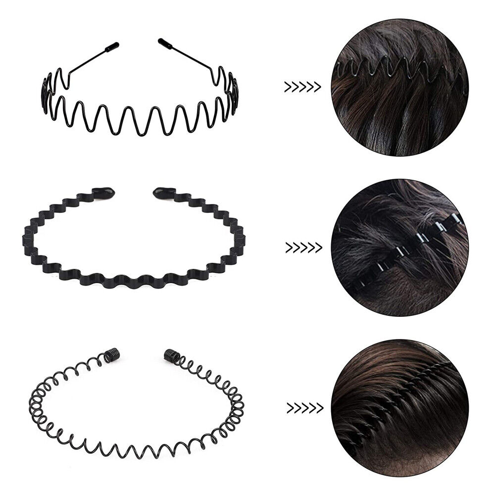 6Pcs Metal Hair Headband Wave Style Hoop Band Comb Sports Hairband Men Women US Unbranded Does not apply - фотография #4
