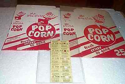 Vintage lot popcorn boxes Old drive in theatre tickets  Без бренда