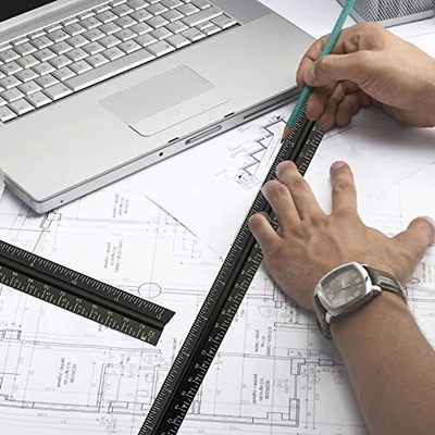 Architectural Scale Ruler for Blueprint, 12'' Metric Metal Engineers Triangle  Does not apply Does Not Apply - фотография #5