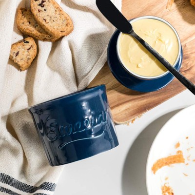 Porcelain Butter Crock Keeper, French Butter Dish Keeps the Butter Branded - фотография #3