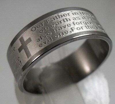 30pcs Etched Lord's Prayer Stainless Steel Ring  Men Jesus Religious Jewelry Unbranded - фотография #4