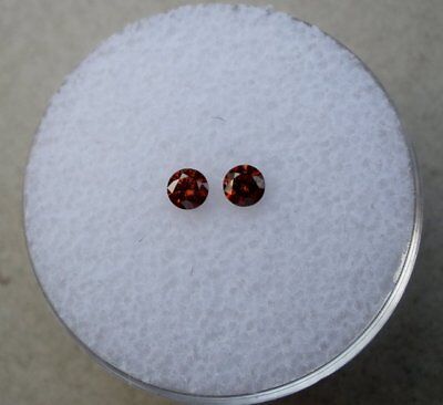 Cognac red natural diamond loose faceted round pair 3mm each pinnaclediamonds - фотография #4