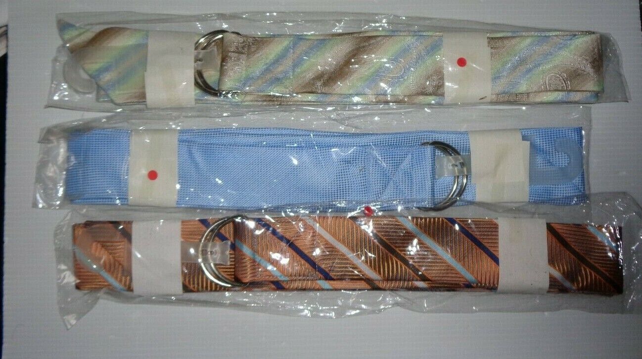 WOMENS TIE FABRIC BELTS  Lot of 3 with Double Ring Closure Umo Lorenzo Italy