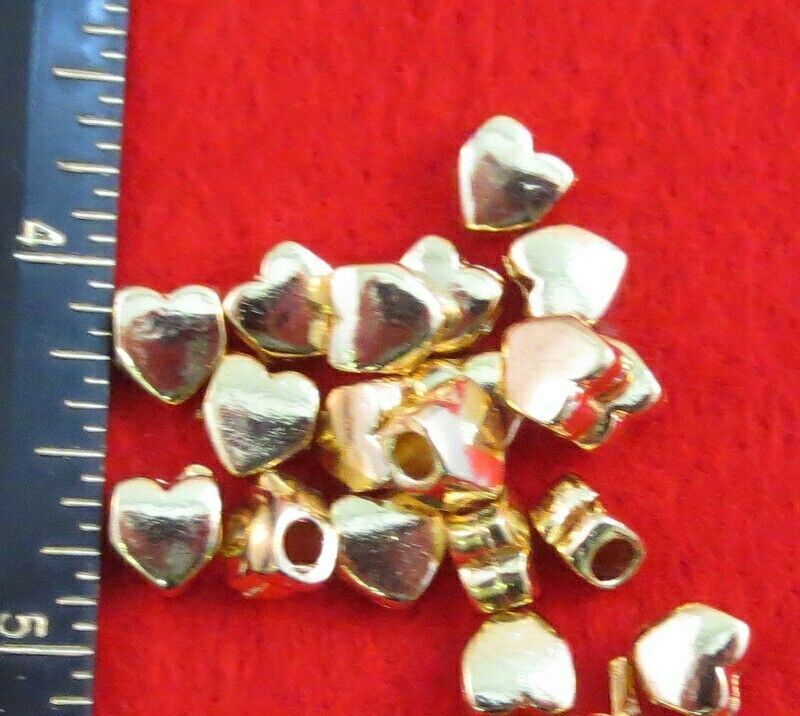 14KT GOLD ELECTROPLATED LOT OF 5 HEART CHARM SPACER noahs