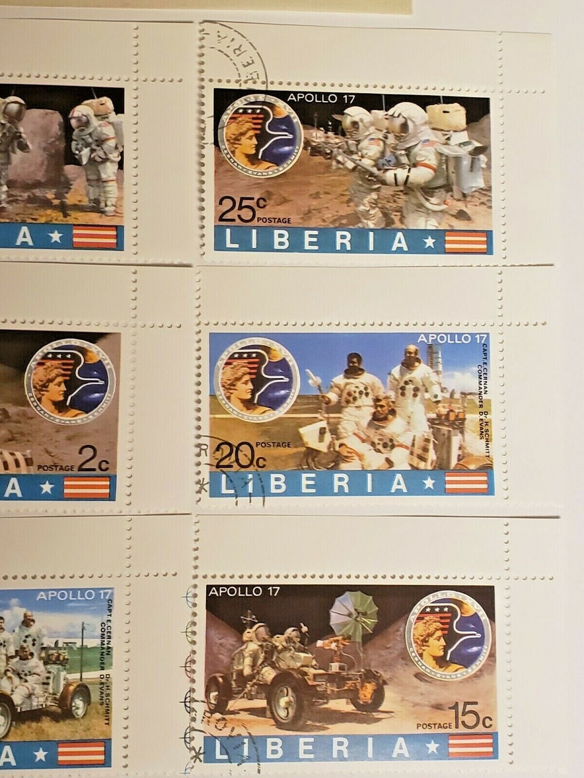 1973 Liberia APOLLO 17 Stamp Set of Six (6) - Littleton Stamp & Coin Co. 82-AD Без бренда - фотография #3