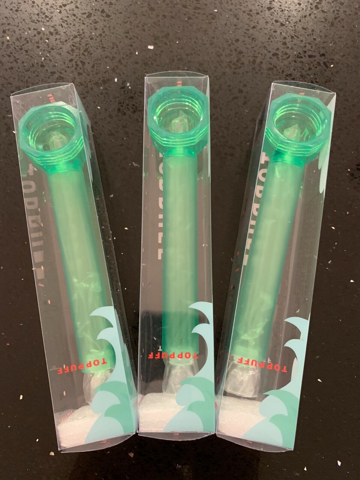[3Packs Green]  Screw-on Water Bottle Converter Glass Bong Hookah Toppuff