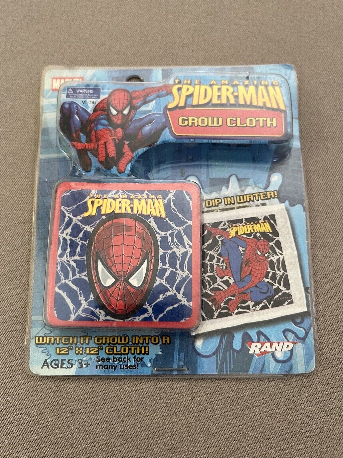 Marvel Spider-Man Grow Wash Cloth~Grows To 12” X 12”~For Ages 3+, New In Package Marvel Spider-Man - фотография #2