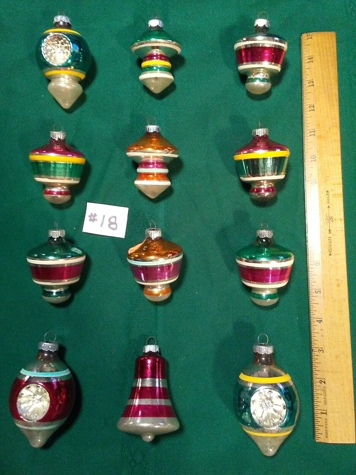 Lot of 12 Vtg Glass Double Indent Lantern Atomic Christmas Ornaments Shiny Brite Shiny Brite - фотография #2