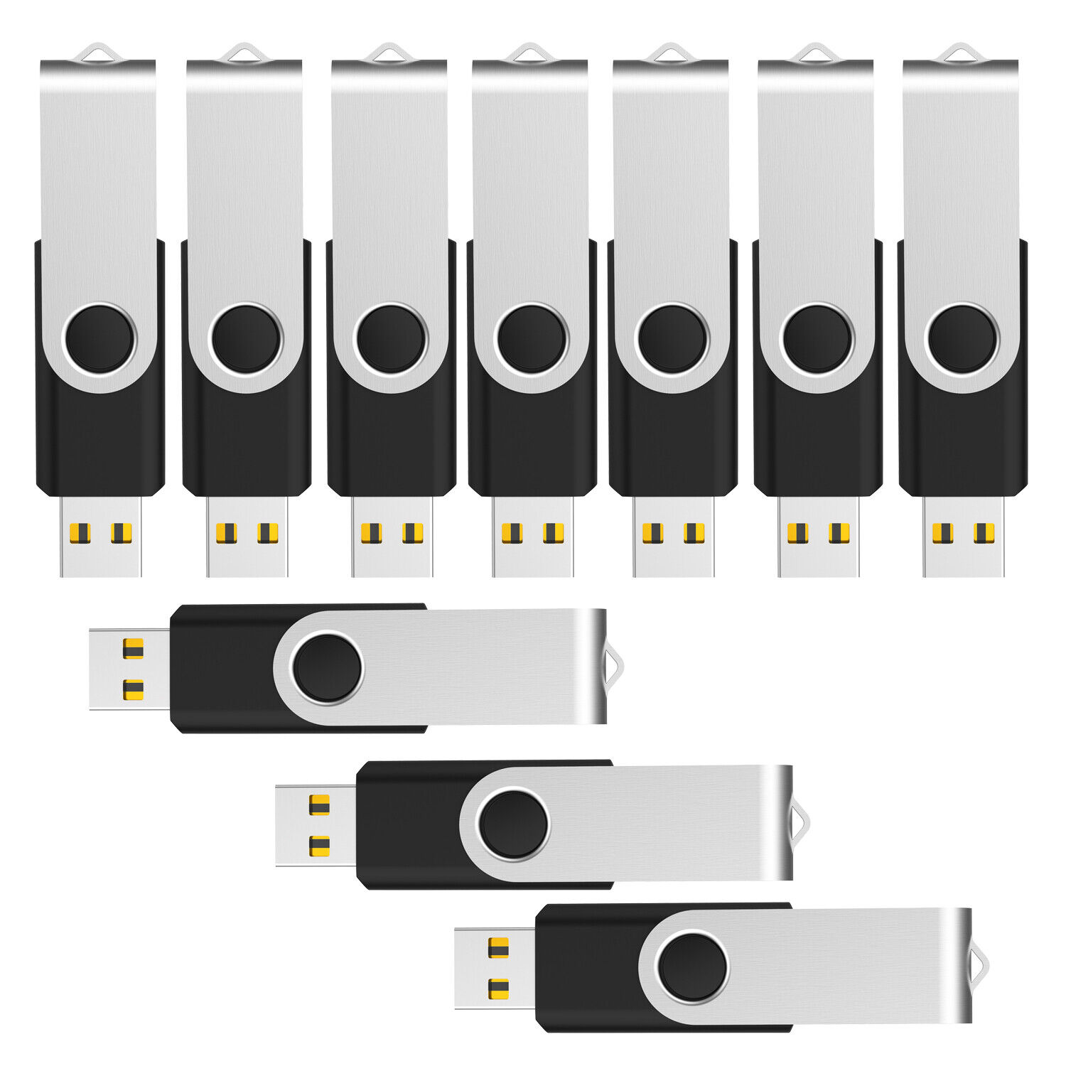 10 Pack 128MB Swivel USB Flash Drives Memory Stick U Disk Thumb Pen Drive Black Kootion Does Not Apply