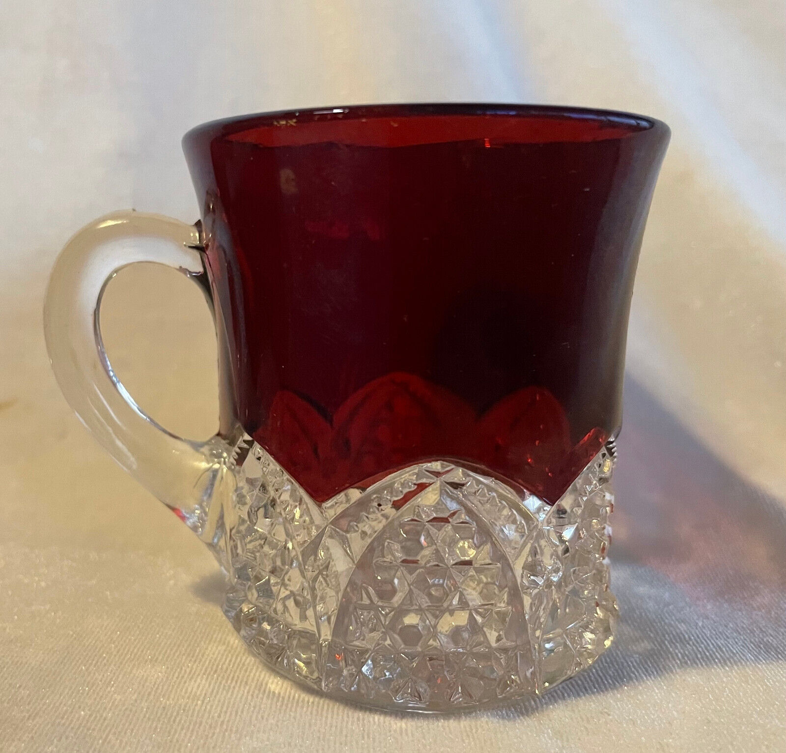 1900s EAPG Duncan Miller Button & Arches Ruby Flashed Mug and Bowl Set Без бренда - фотография #7