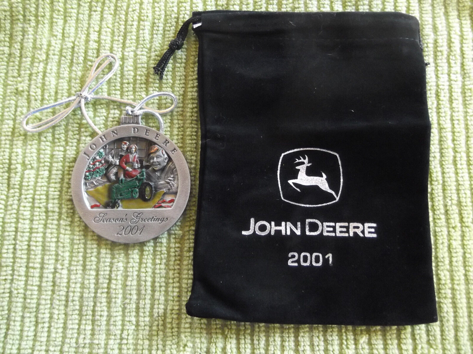 2001 John Deere Pewter Christmas Ornament #6 In The Series JOHN DEERE