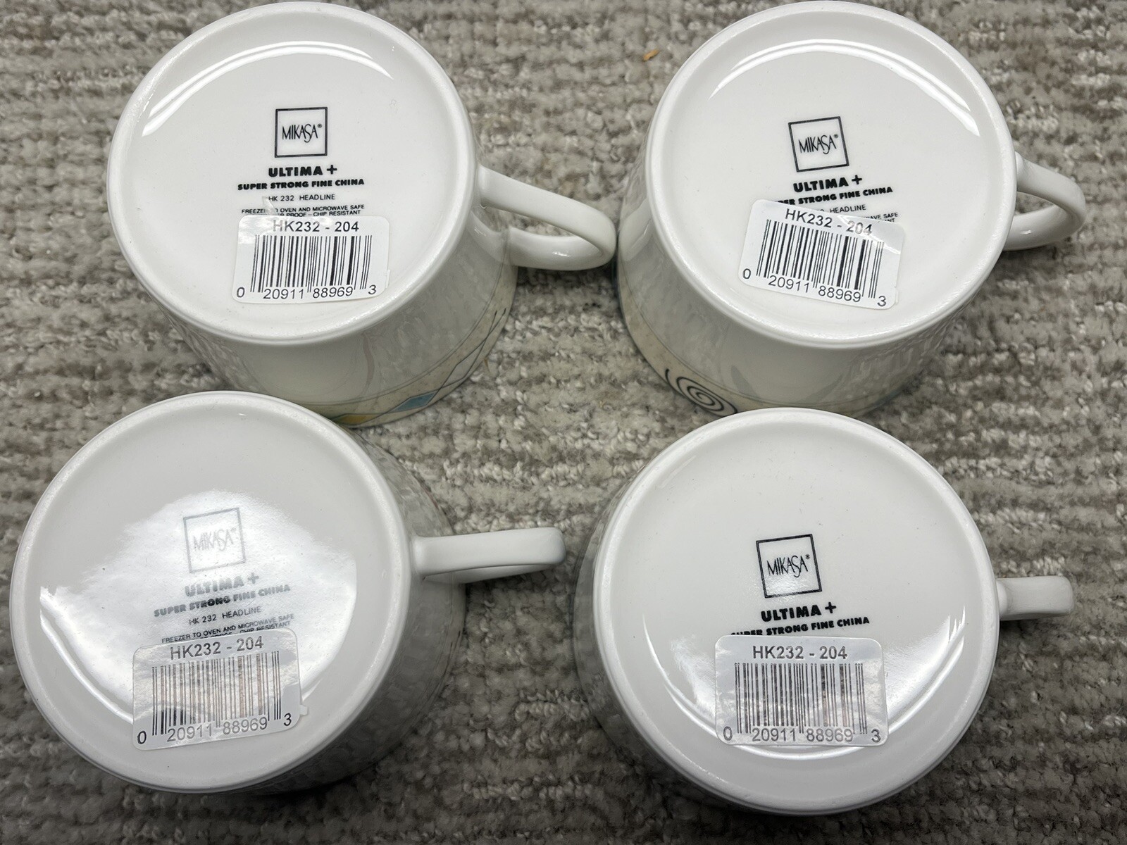 4 New Old Stock Mikasa Ultima Plus Headline Cups Saucer Geometric Abstract HK232 Mikasa - фотография #6