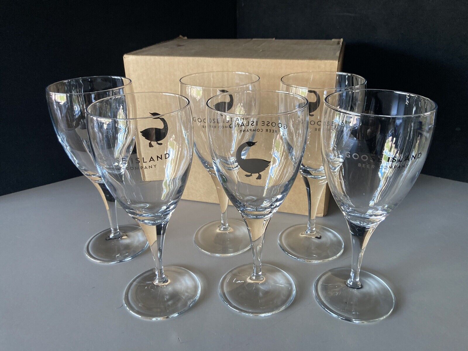 🔥6 New Goose Island Platinum Beer Chalice Bar Glasses Stemware Glass No Tap Без бренда