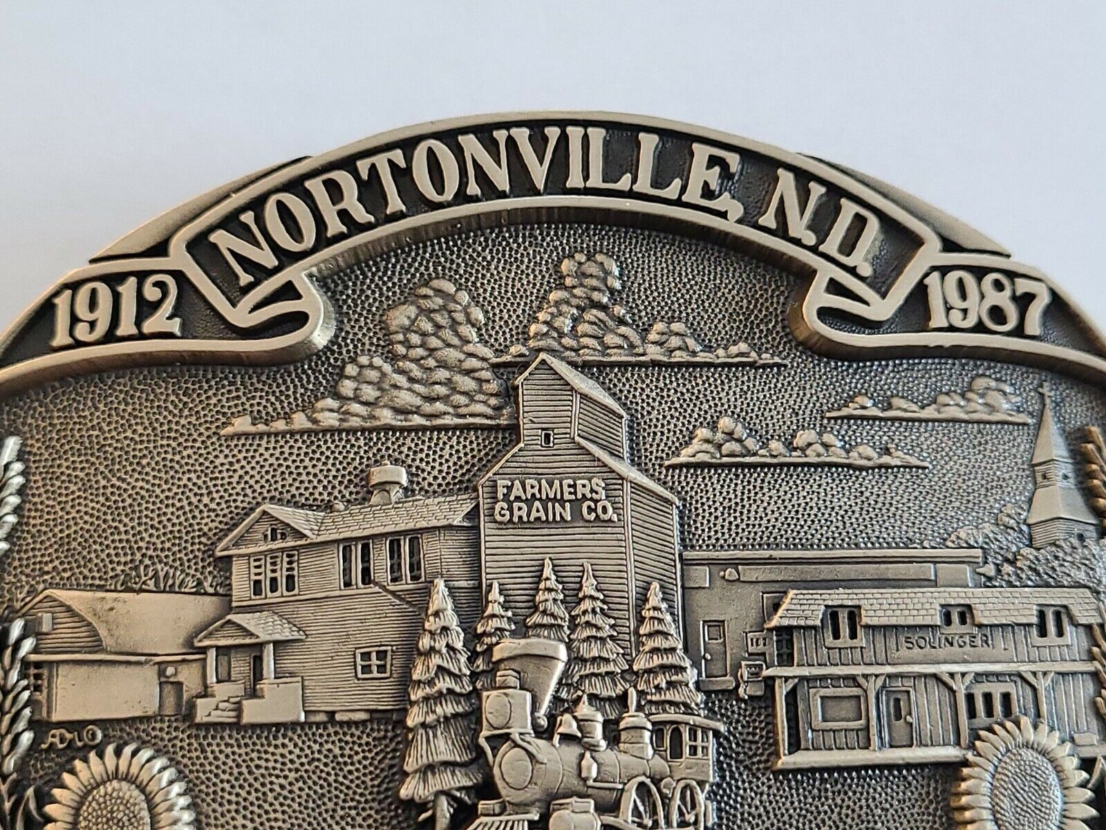VTG North Dakota Belt Buckle Nortonville 1912-1987 75th Jubilee Solid Brass Mint Без бренда - фотография #2