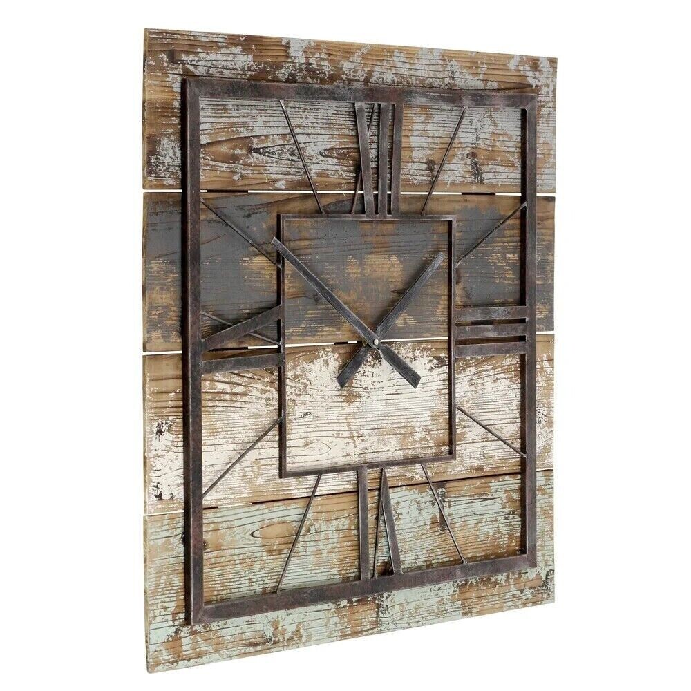 Oversized Wall Clock Modern Farmhouse Rustic Square Country Shabby Chic Deco Unbranded 22801515 - фотография #4