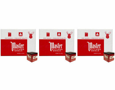 Master Billiard/Pool Cue Chalk - Black - 3 Pack/36 Pieces MASTER MST-BLK