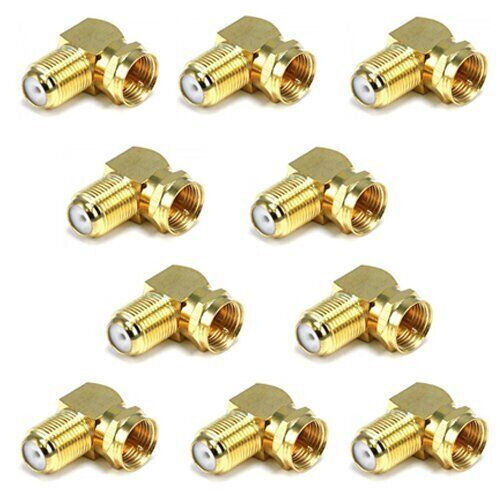 2PCS Gold F Type Male to Female Right Angle 90 Degree Coax Coaxial Cable Adapter Unbranded Does not apply - фотография #3