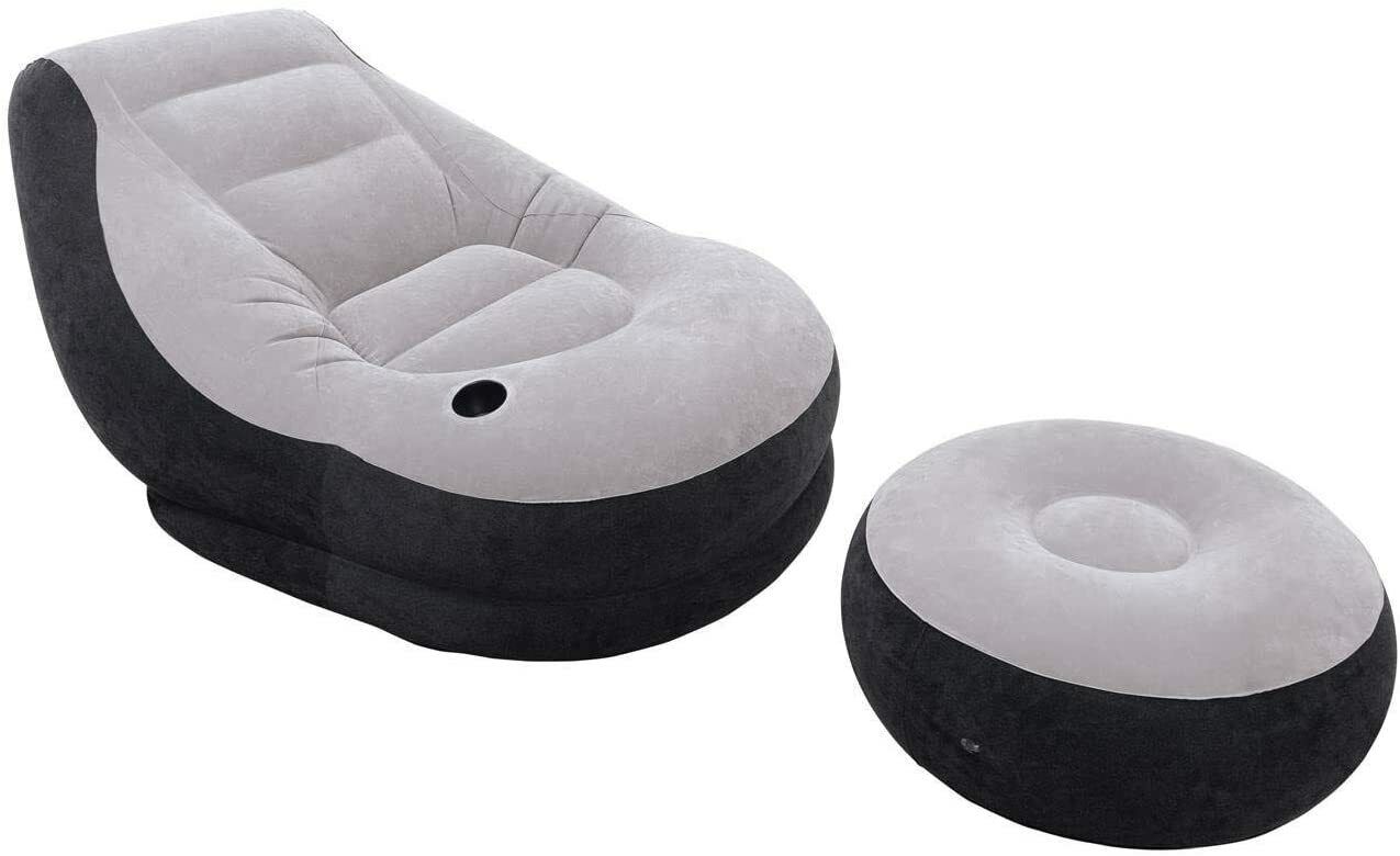 Intex 68564E Inflatable Ultra Lounge Chair With Cup Holder And Ottoman Set Gray Intex 68564EP - фотография #2