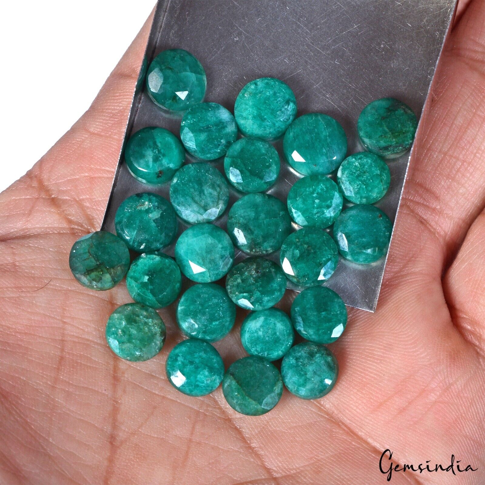 Treated Certified Emerald Green Round Cut 63.40 Cts 25 Pcs Zambian Emerald Stone #gemsindia Does not apply