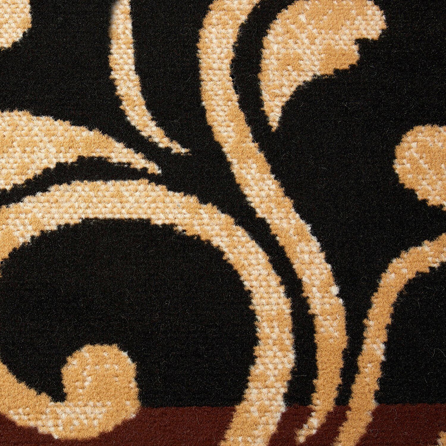 Black Brown Gold Scroll 3 pc Area Rug Set Accent Mat Carpet Runner 5 x 7 ft 2x3 Unknown Does Not Apply - фотография #2