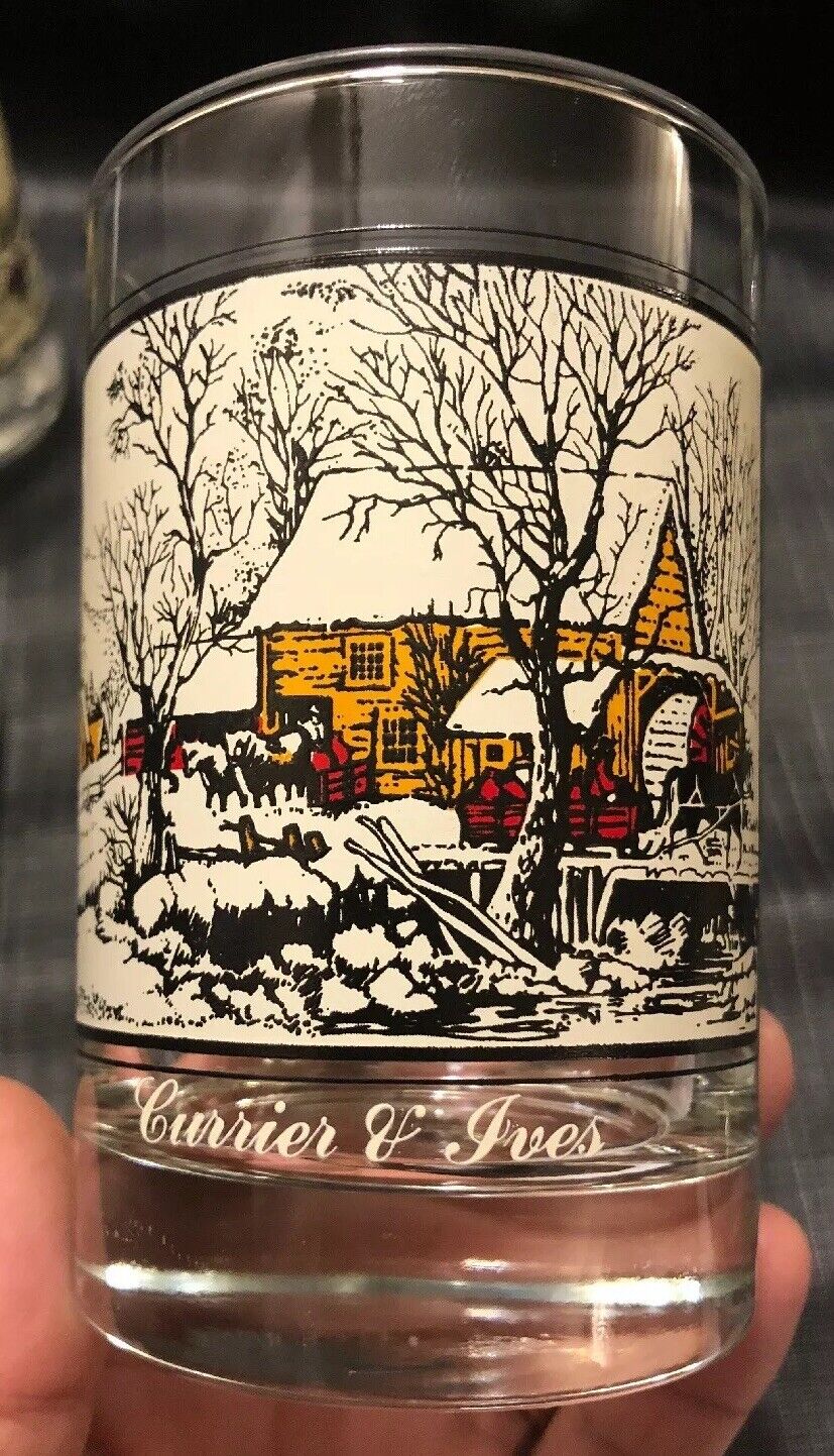 Complete SET Arbys Currier and Ives Collector Series Winter Tumbler Glasses Arby's - фотография #6